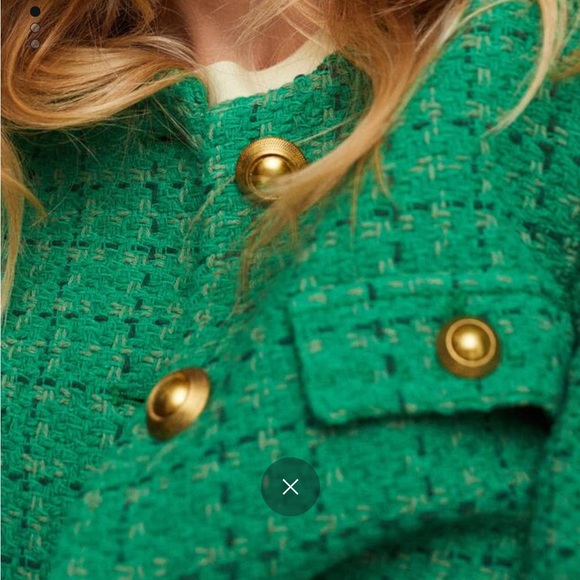 NWT Mango Pocket Tweed Jacket XS Green - Picture 4 of 11